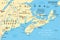 The Maritimes, the Maritime provinces of Eastern Canada, political map