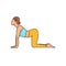 Marjariasana cat pose color line illustration. Pictogram for web page