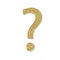 Mark of question with golden dust. FAQ button. Asking questions. Ask for help. Question mark stamp with golden glitter