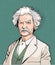 Mark Twain cartoon portrait, vector