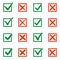 Mark X and V in check box. Green hooks, red crosses. Yes No icons for websites or applications, highlight selection