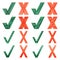 Mark X and V cristal style. Set of green hooks and red crosses. Yes No icons for websites or applications. Right Wrong