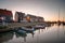 Marken island port at sunset