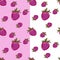 Marker Hand drawn isolated seamless pattern strawberry on white and pink background banner. Sketched food vector. Abstract