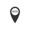 Marker location with SOS icon isolated. SOS call location marker. Map pointer sign. SOS pinpoint sign with text