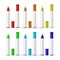 Marker Pens Stationery Different Color Set Vector