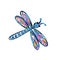 Marker vintage isolated cartoon image dragonfly on white background