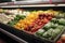 Market bounty assorted fresh vegetables displayed for sale in supermarket