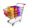 Market cart with shopping bags. 3D Isolated