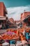 A market filled with lots of different types of food. AI generative image.