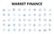 market finance linear icons set. Investments, Securities, Stocks, Bonds, Hedging, Asset allocation, Derivatives vector