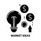 market ideas icon, black vector sign with editable strokes, concept illustration
