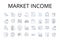 Market income line icons collection. Gross profit, Simple interest, Annual wage, Net earnings, Disposable income
