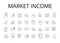 Market income line icons collection. Gross profit, Simple interest, Annual wage, Net earnings, Disposable income