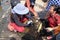 Market in Kep, Cambodia. Most sellers sell blue crab which is still alive