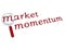 Market momentum with magnifiying glass