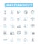 Market payments vector line icons set. Payments, Market, Transactions, Banking, Credit, Debit, Purchases illustration