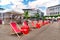 The market place with stores, gastronomy and weekly market in the city center of Kassel, Germany