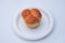 Market snack bread filled with jam on a white background