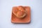 Market snack bread filled with jam on a white background