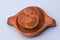 Market snack bread filled with jam on a white background