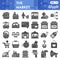 Market solid icon set, store and shop symbols collection or sketches. Shopping glyph style signs for web and app. Vector