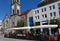 Market square in Tarnowskie Gory with Lutheran church