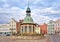 Market square with the water fountain from 1602 in the old town of Wismar. Mecklenburg-Vorpommern, Germany