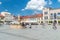 Market square with water fountain with Saint Florian sculpture - patron saint of firemen