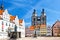 Market square in Wittenberg, main square of old german town.