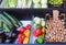 Market stall vegetables