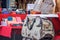 Market stall in York offering various bags