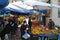 Market stalls on a street market in Bursa, Turkey.