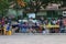 Market stalls with traders and tourists in the small quaint town of  CaetÃª-AÃ§u, Chapada Diamantina, Brazil