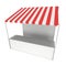 Market stand kiosk stall with striped awning for promotion sale