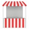 Market stand kiosk stall with striped awning for promotion sale