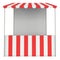 Market stand kiosk stall with striped awning for promotion sale