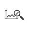 Market trend icon in flat style. Growth arrow with magnifier vector illustration on white isolated background. Increase business