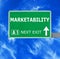 MARKETABILITY road sign against clear blue sky