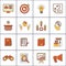 Marketers flat line icons set