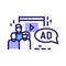 Marketing and advertising courses color line icon. Teaching product promotion, sales growth strategies. Pictogram for web page,