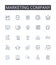 Marketing company line icons collection. Ad agency, Brand agency, Advertising firm, Sales business, Promotions agency