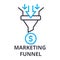 Marketing funnel thin line icon, sign, symbol, illustation, linear concept, vector