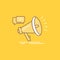 marketing, megaphone, announcement, promo, promotion Flat Line Filled Icon. Beautiful Logo button over yellow background for UI