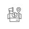 Marketing megaphone dollar location icon. Element of consumer behavior line icon