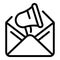 Marketing megaphone mail icon, outline style