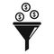 Marketing money funnel icon, simple style