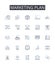 Marketing plan line icons collection. Satisfaction, Gratitude, Fulfillment, Joy, Contentment, Pleasure, Delight vector