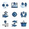 Marketing Real estate icon set include phone,traffic,infestation,hand,target,road,protection,cart
