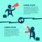 Marketing Strategy comparison infographic with copy space template design. Business infographic. Man shout with megaphone vs Man